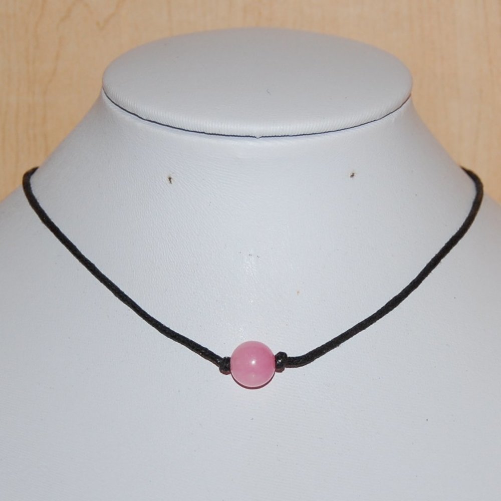Pink Stone Necklace,Cord Necklace,Minimalist Necklace,Choker Necklace,Cord Chokr